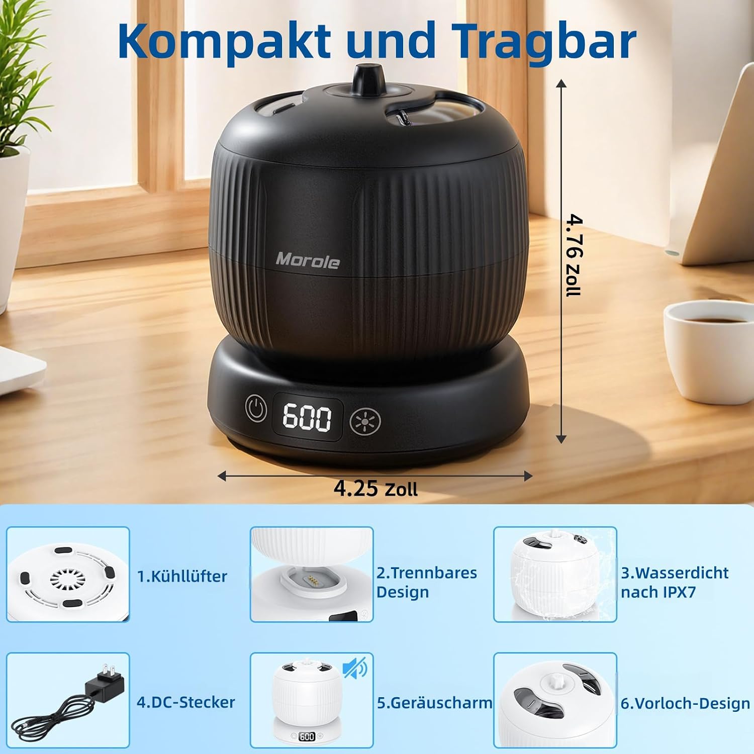 Thumbnail 6 de Morole Ultraschallreinigungsgerät – Ultraschallreiniger 45000 Hz, 200 ml, UV‑Lampen‑Doppelsterilisation