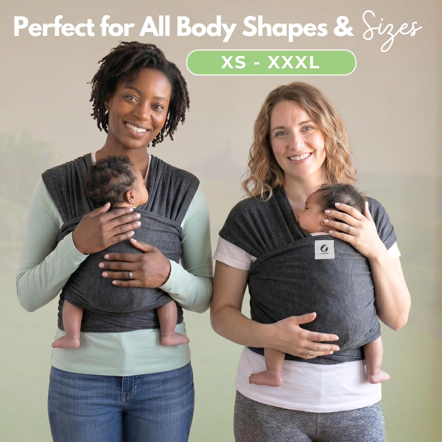 Thumbnail 1 de ELDOMA Dark Grey Baby Wrap Carrier for Newborns