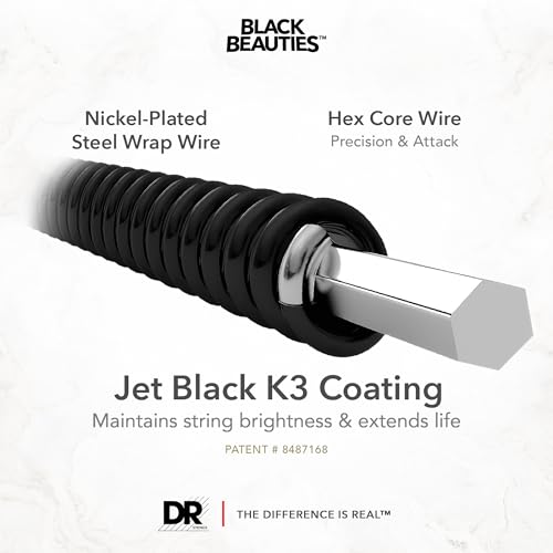 Detalle de DR String BKE-9 Black Beauties Lite-Tite – Jeu de cordes pour guitare électrique