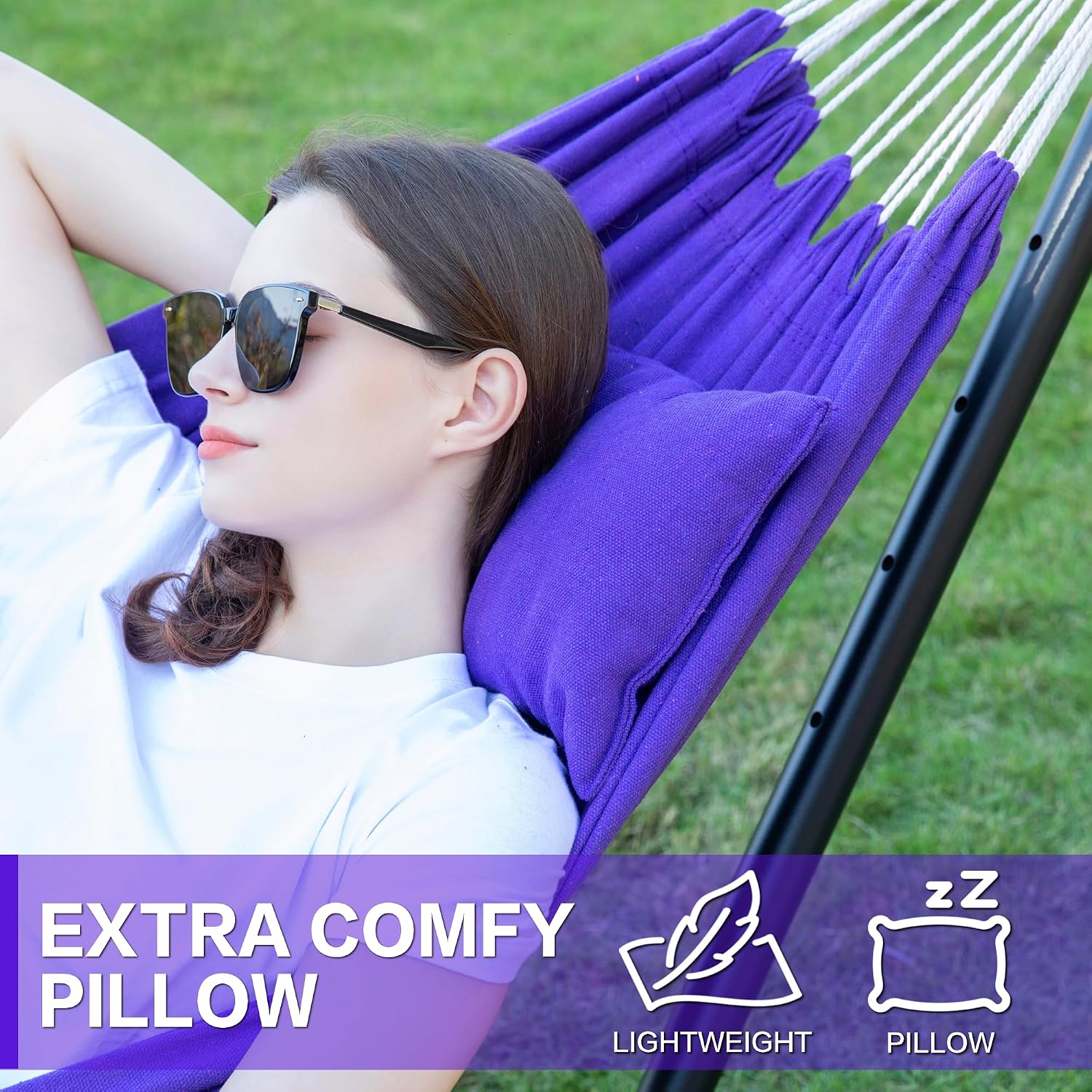 Detalle 1 de Double Hammock with Stand in Purple