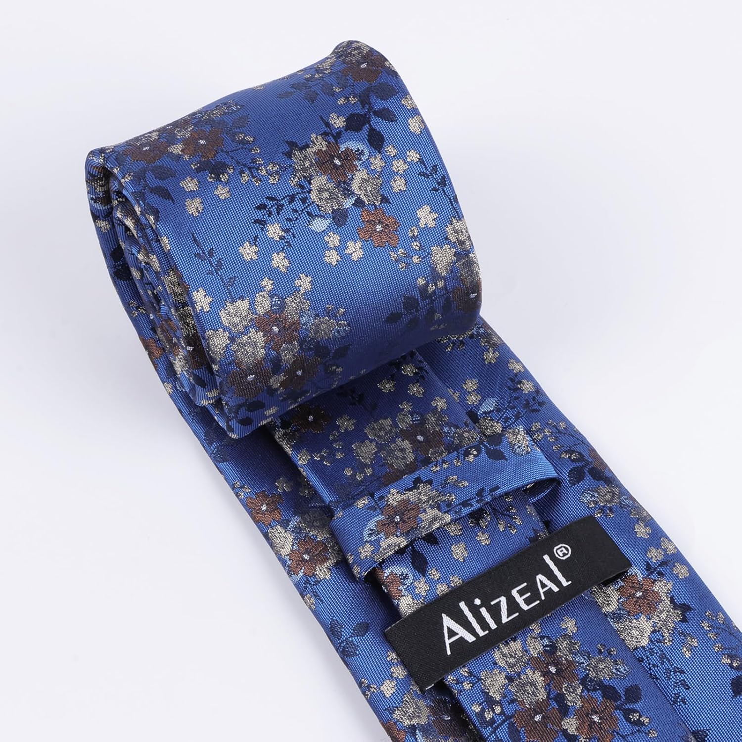 Thumbnail 2 de Alizeal Floral Patterned Necktie with Pocket Square Set for Formalwear