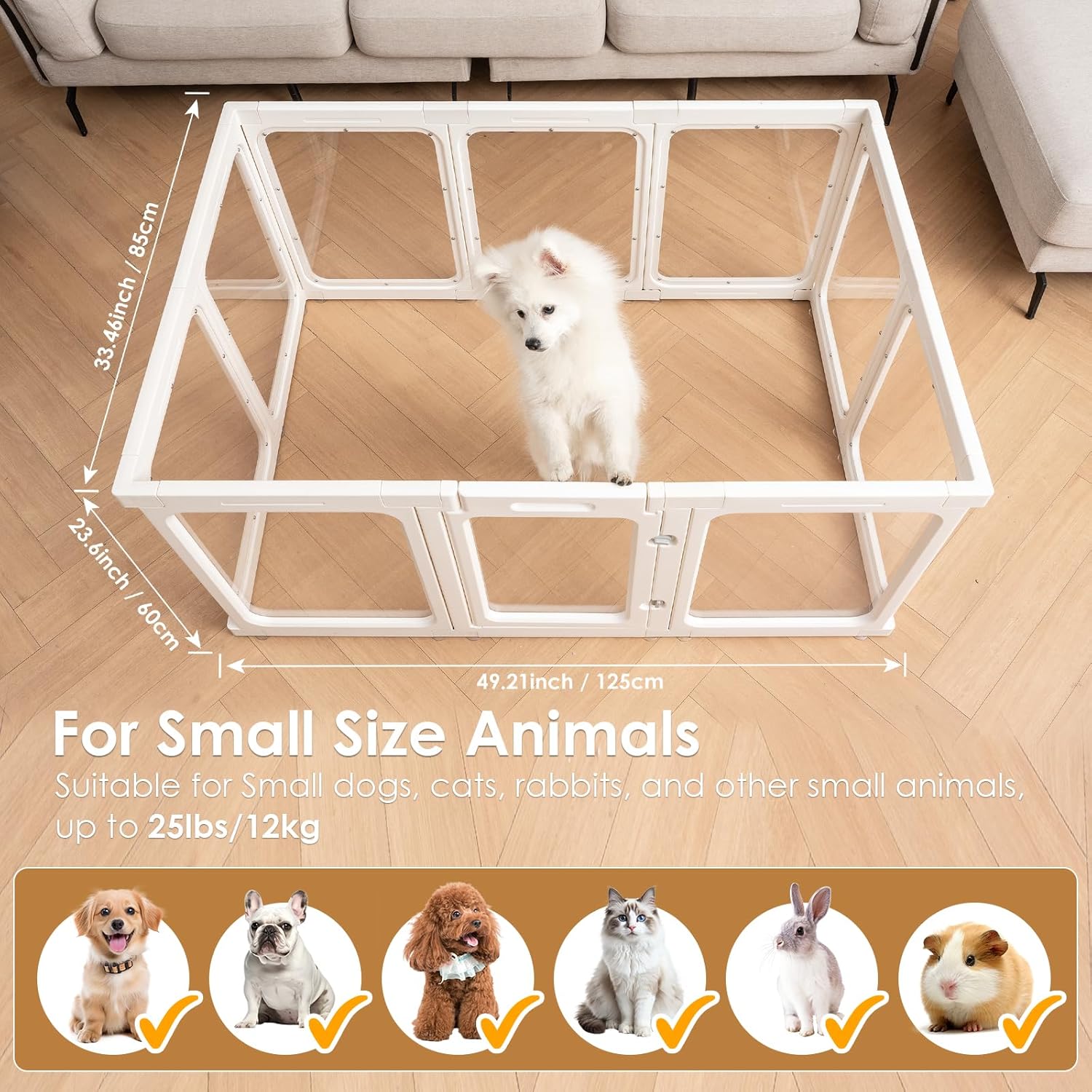 Thumbnail 2 de Acrylic Dog Playpen (60cm high) – Transparent Pet Pen with Door, 10 Panels