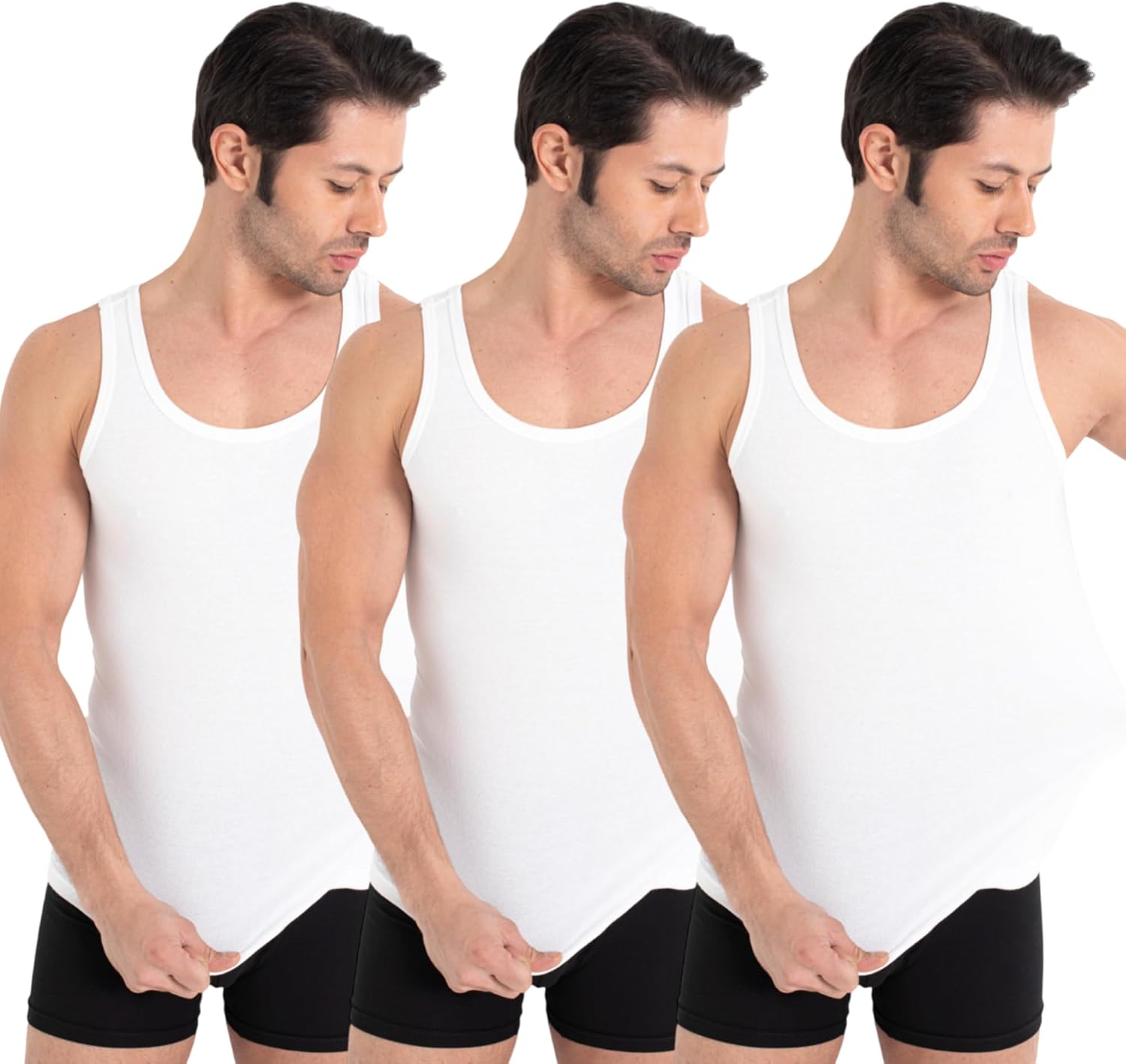 Detalle de UNDEREA Unterhemd Herren – 100% Baumwolle Feinripp, atmungsaktiv & weich | Tank Top im 3er/5er Pack