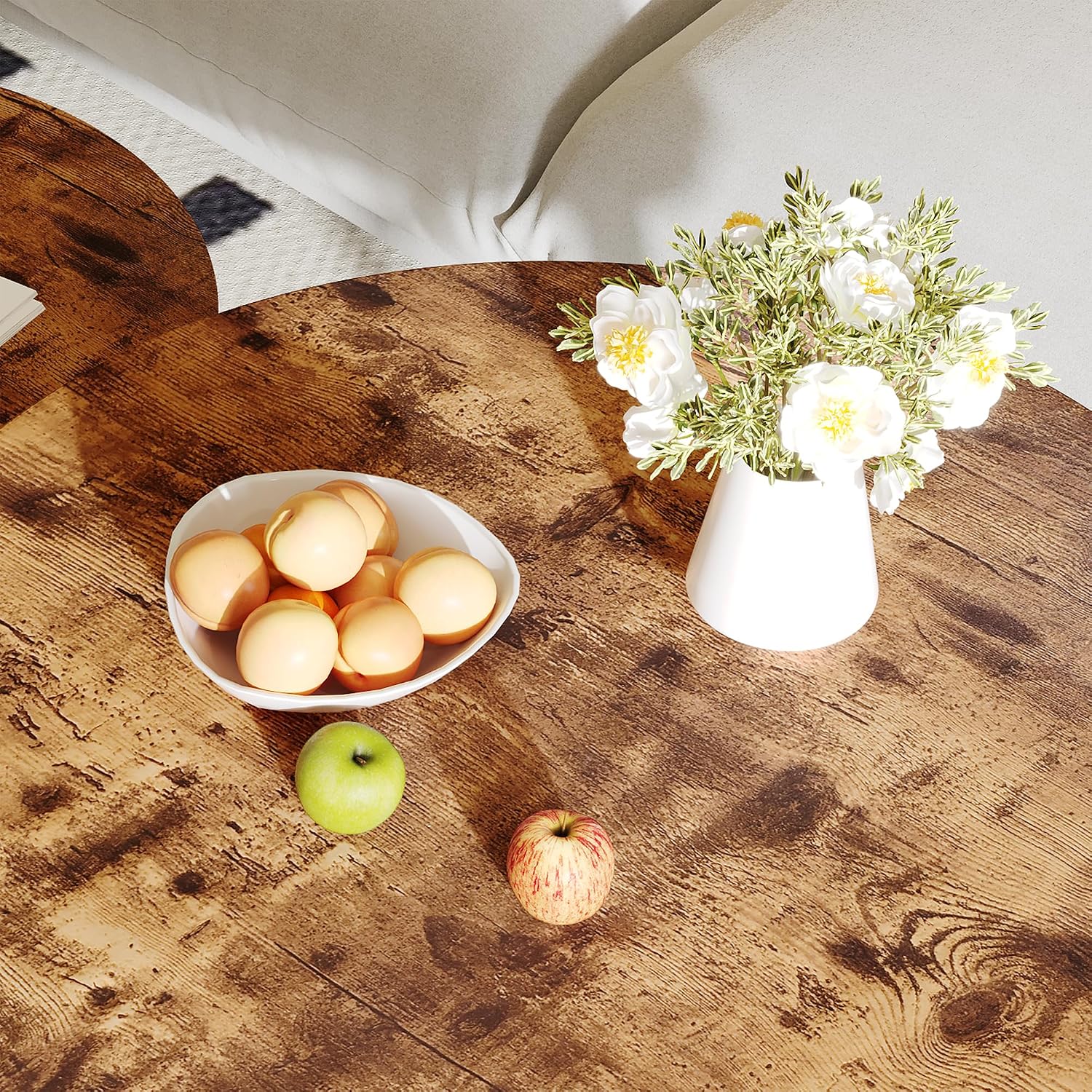 Detalle de HOMERECOMMEND SB-120 ronde nesting-salontafelset met zwart metalen frame