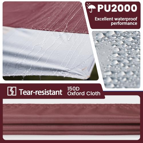 Detalle de Forceatt Camping Tarp mit 2 Stangen – wasserdicht, UV-Schutz, 4,6 × 5,2 m