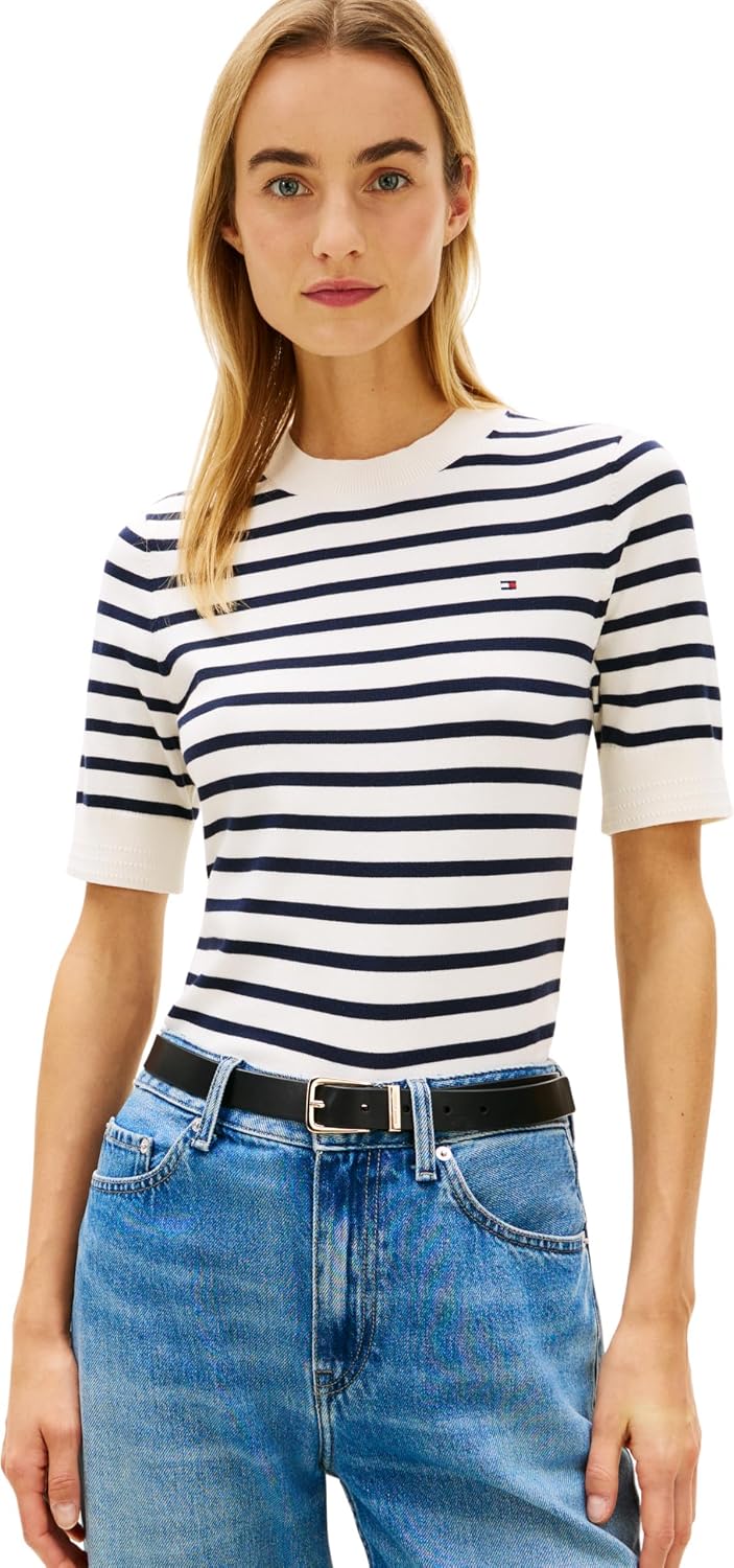 Detalle de Tommy Hilfiger Co Jersey Fine GG C-nk SS Swt WW0WW49705 pullover donna