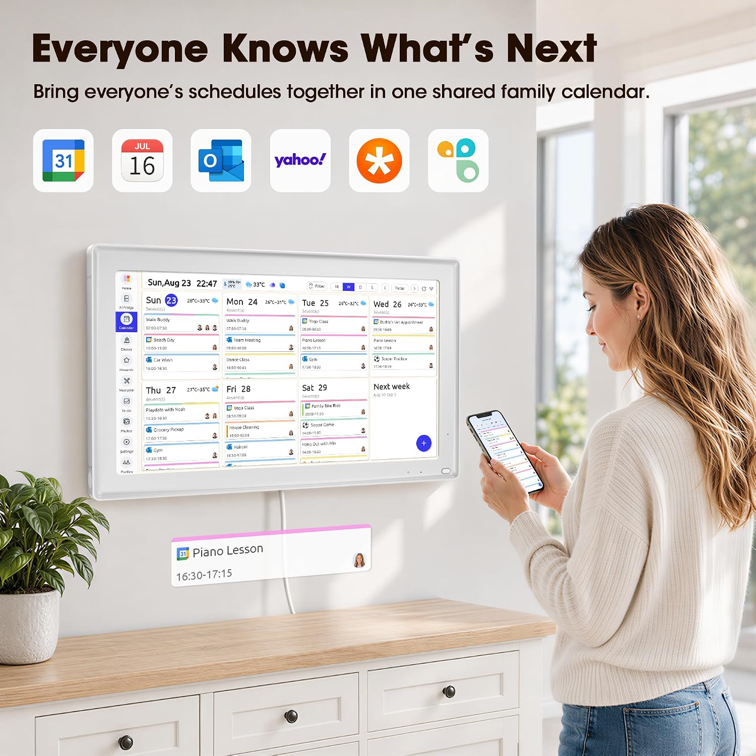 Detalle de Everblog E1 HomeCal 21.5-Inch Digital Family Calendar with Touchscreen