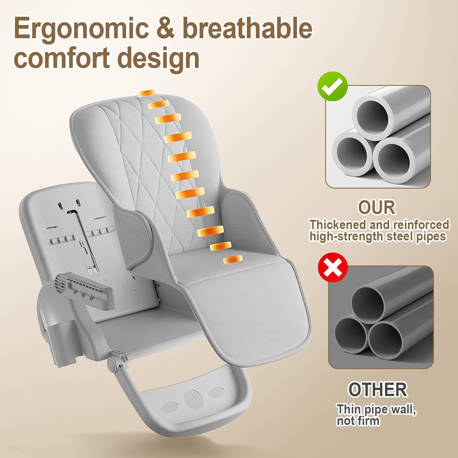 Thumbnail 2 de zebrater Convertible High Chair with Wheels, 7 Heights and 4-Position Recline