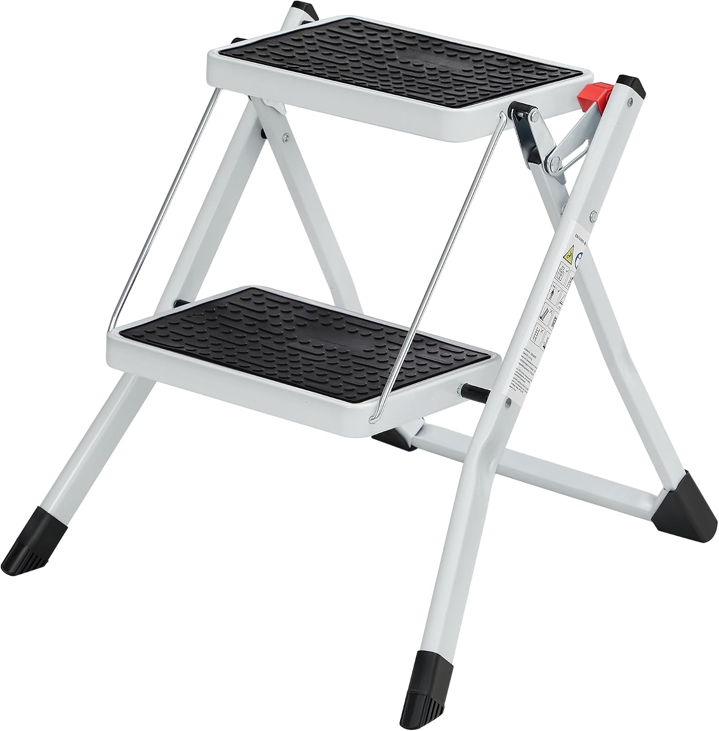 Detalle de SONGMICS UGSL02WT 2-Step Folding Steel Ladder with Non-Slip Steps