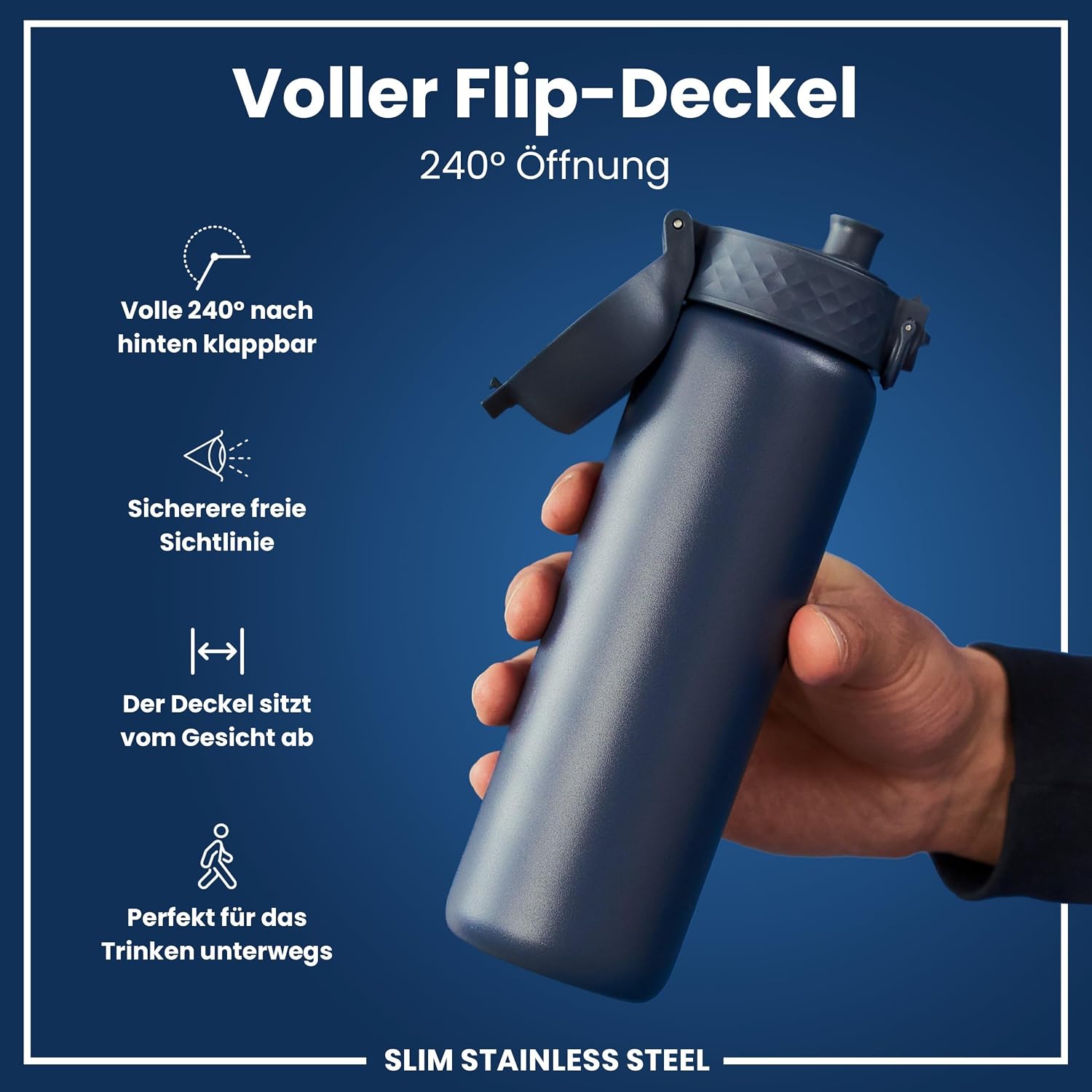 Detalle 2 de ion8 Leicht Stahl-Trinkflasche 600 ml đ„€