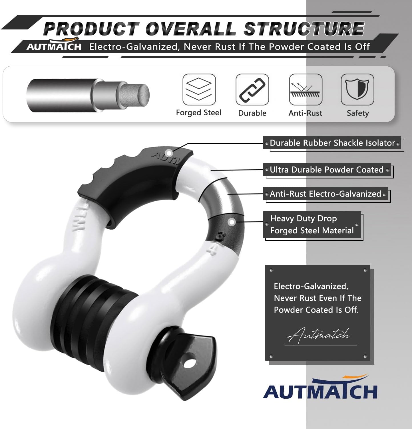 Detalle 2 de AUTMATCH D Ring Shackle 3/4" 10,471 lb