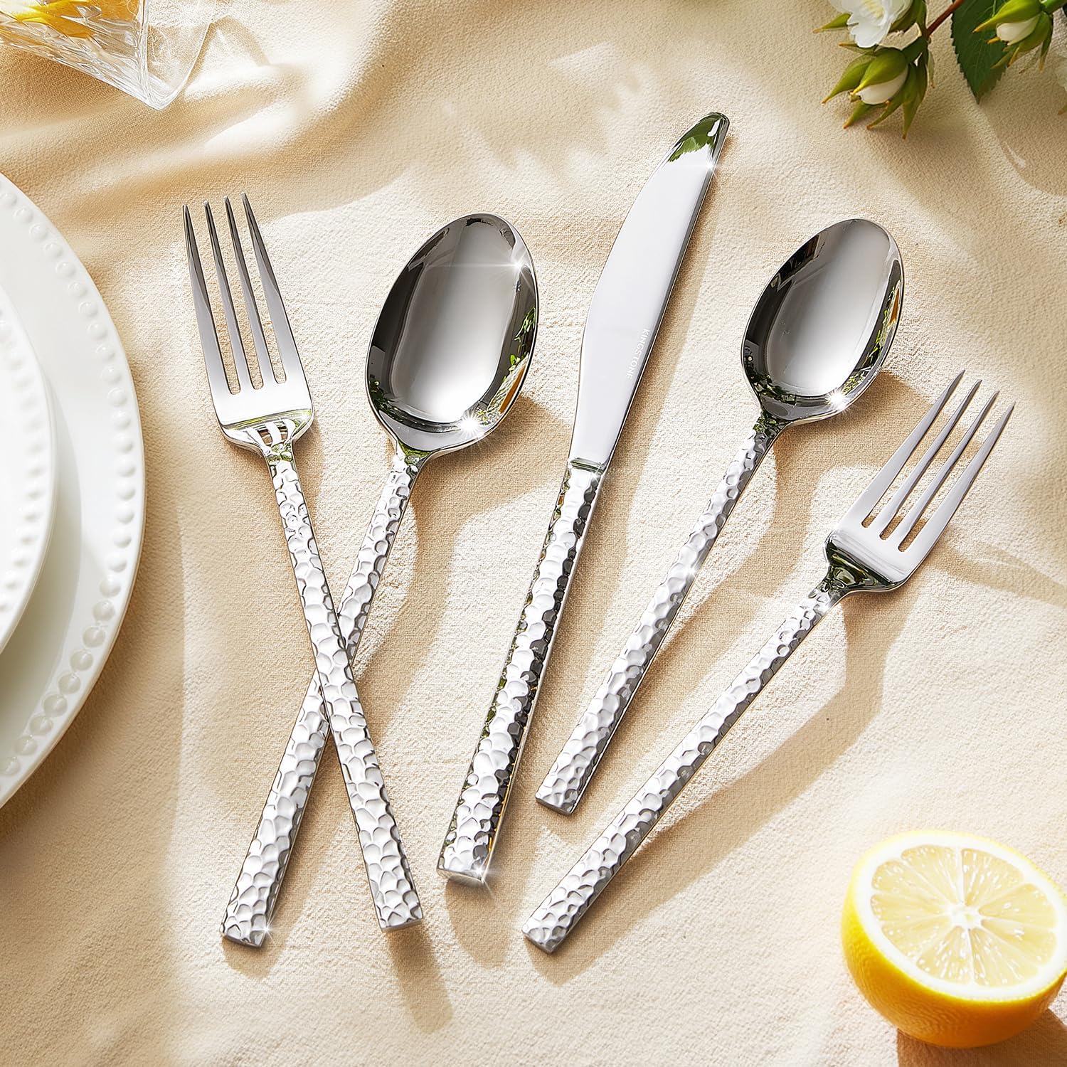 Thumbnail 4 de KINGSTONE 40-Piece Hammered Flatware Set 18/10