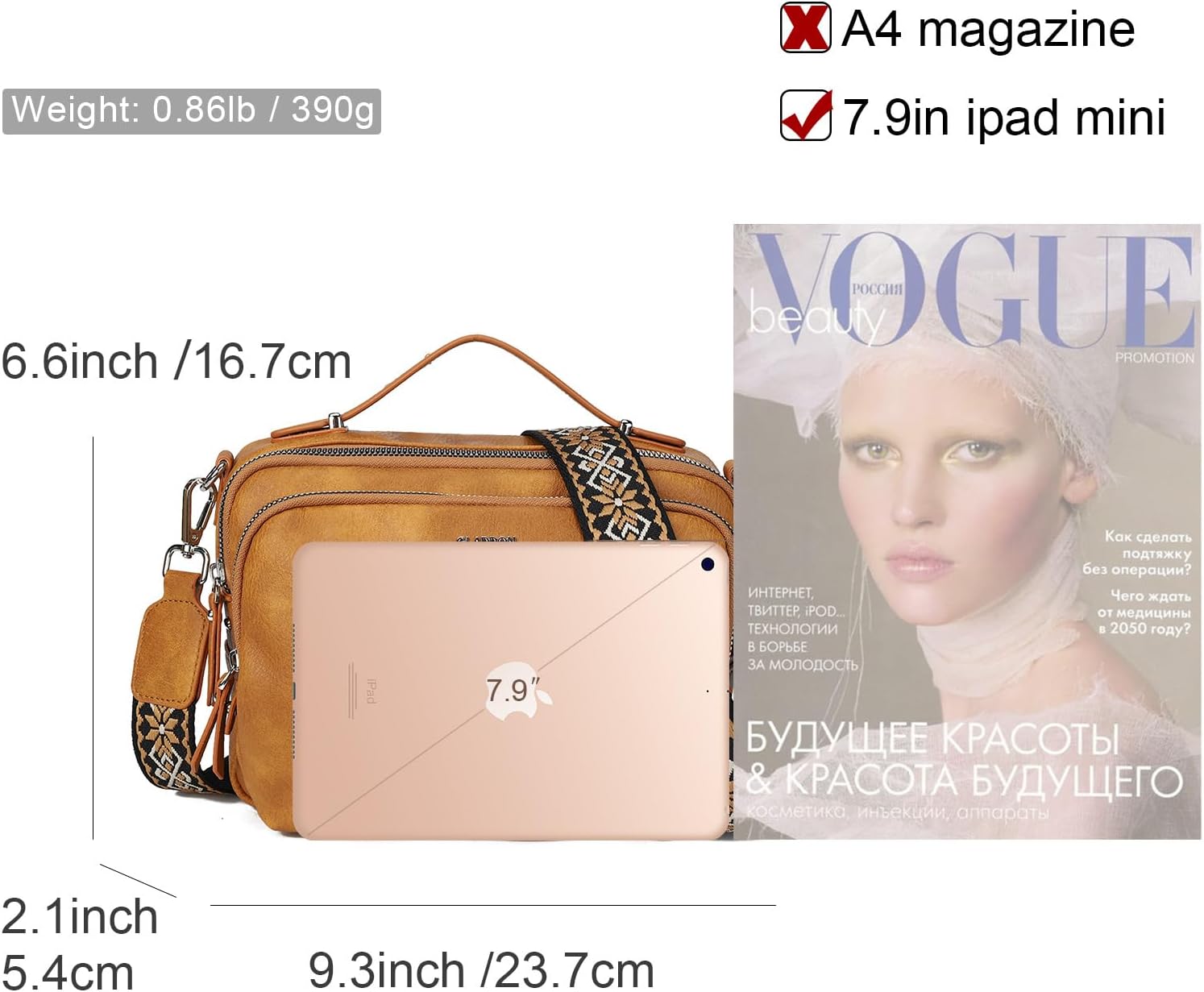 Detalle de Gladdon Borsa a tracolla da donna 3 scomparti