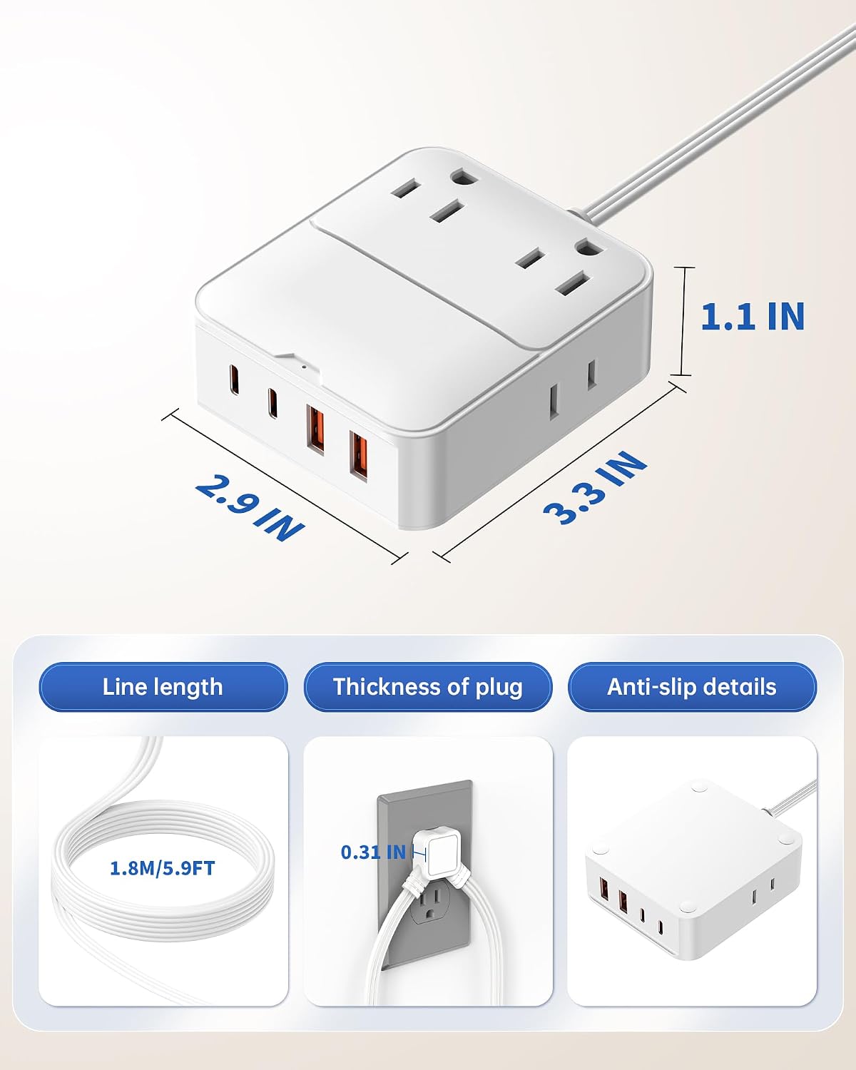 Thumbnail 4 de KWRNVO CT-1250 Split Extension Cord, 12 ft, 16-in-1 Charging Station