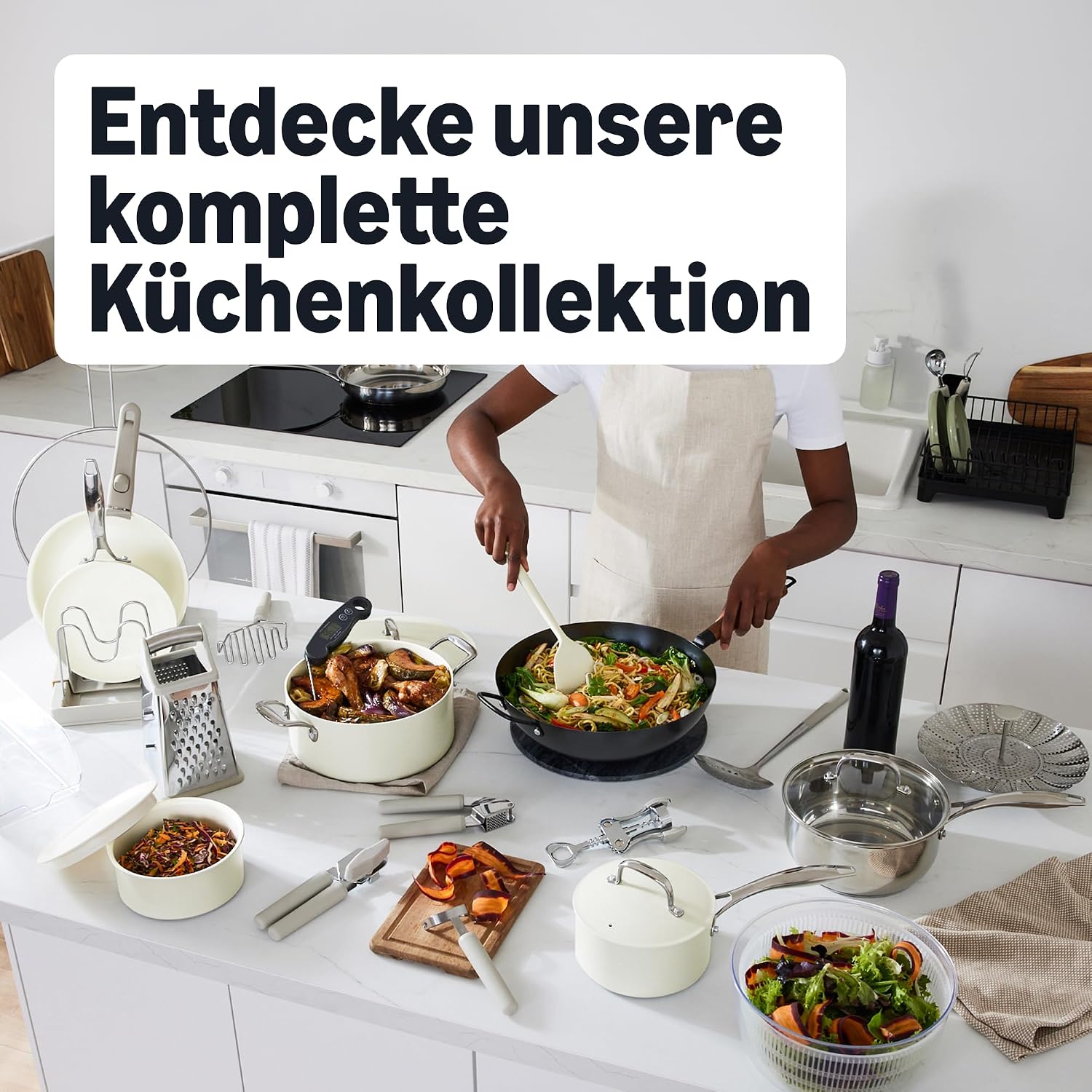 Thumbnail 5 de Amazon Basics Schmortopf aus emailliertem Gusseisen, 5,7 L, Weiß – gleichmäßige Hitze & vielseitig einsetzbar