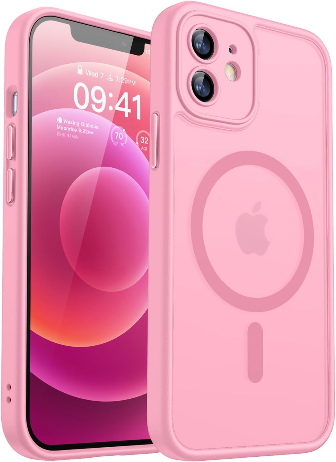 Detalle de CANSHN Magnetic iPhone 12 (6.1-inch) Case with full camera protection, MagSafe compatible – Pink