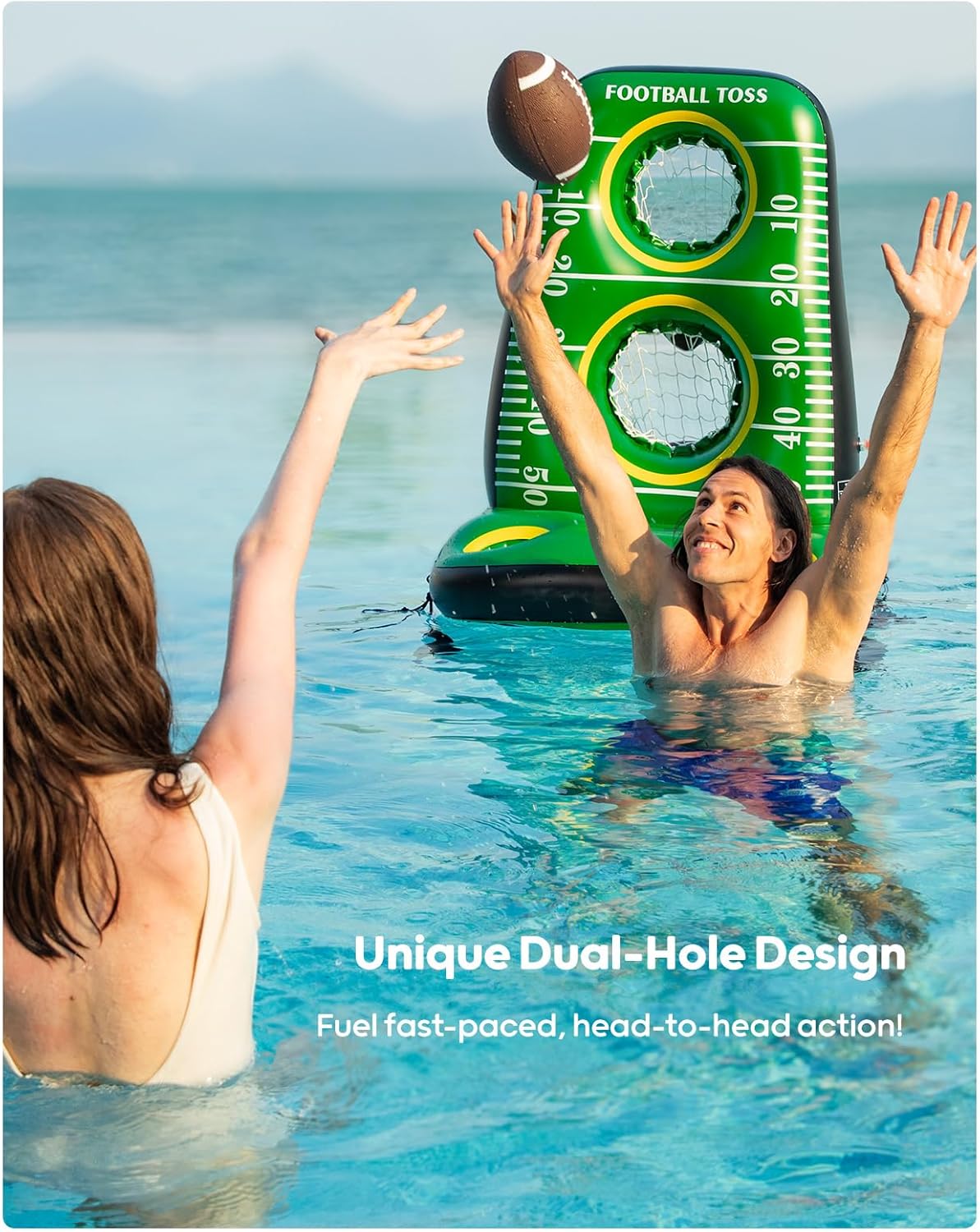 Thumbnail 2 de QPAU Inflatable Football Toss Game for Pool — Dual-Net Water Football Target with 4 Balls & 2 Pumps