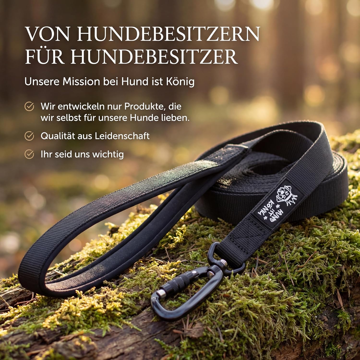 Thumbnail 6 de HUND IST KÖNIG Schleppleine 15 m für Hunde bis 12–70 kg – robuste Laufleine mit Griffpolster & Sicherheitskarabiner