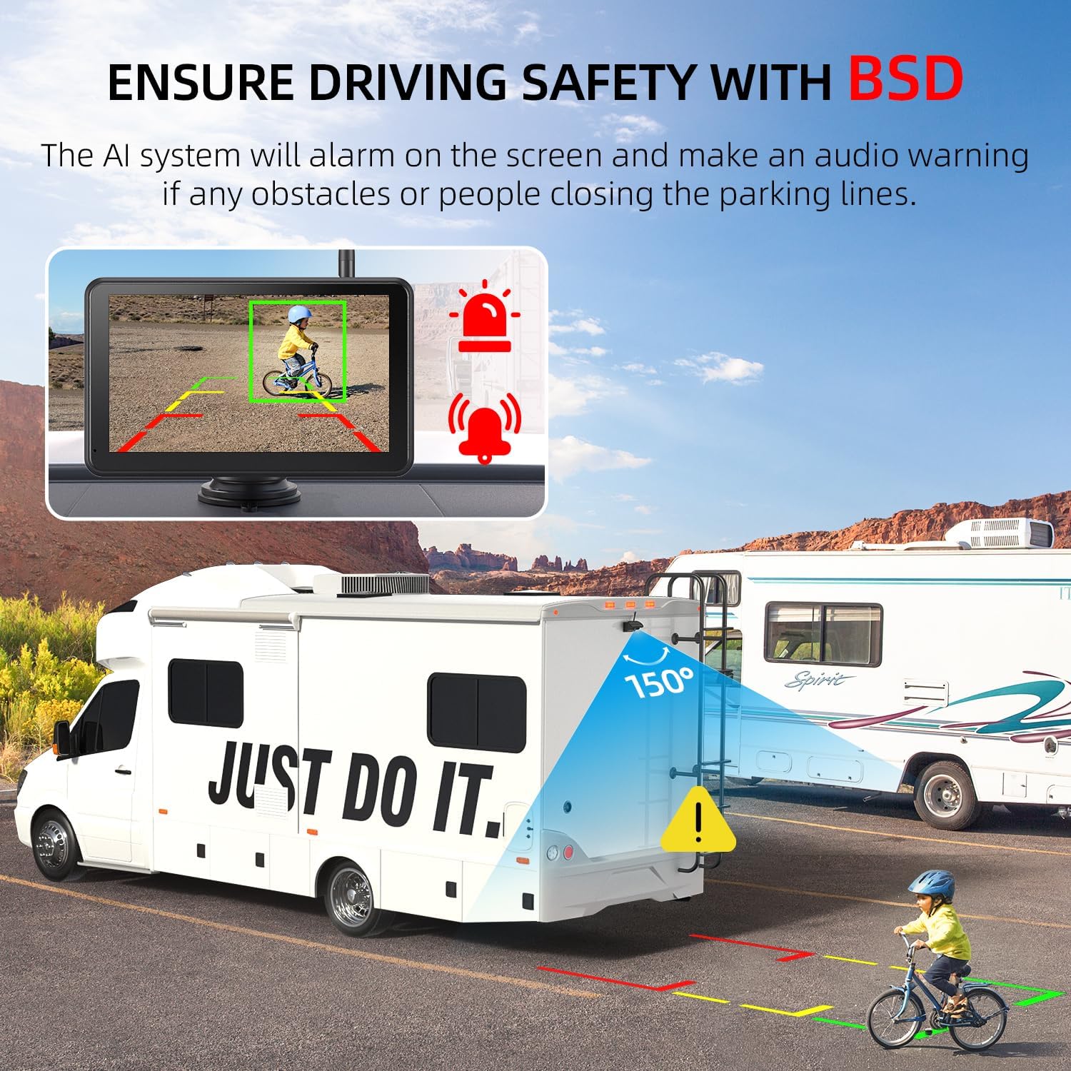 Thumbnail 2 de eRapta Dual Magnetic Solar Wireless Backup Cameras with 7” Touchscreen and DVR