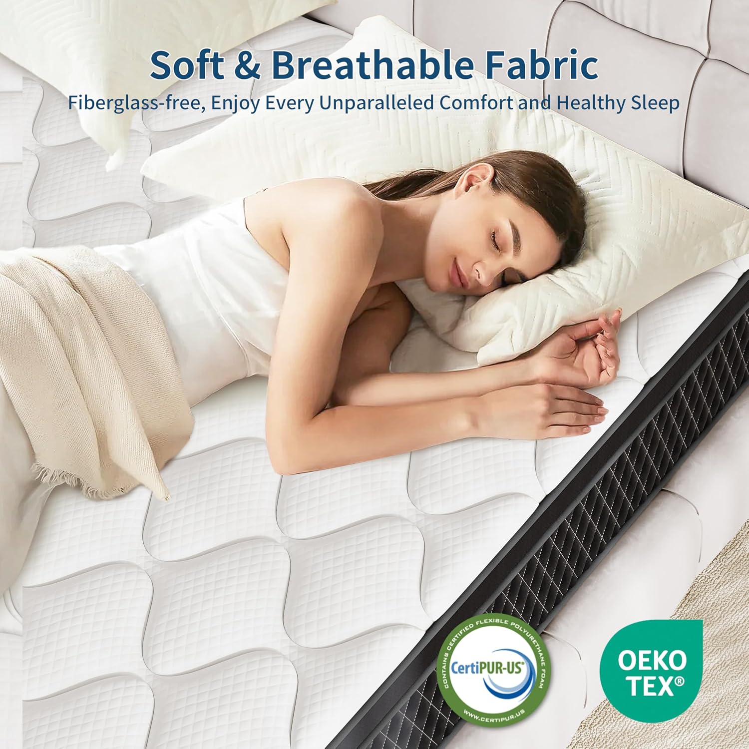 Thumbnail 5 de ELEMUSE 10.6 Inch Medium Firm Hybrid Mattress 135x190cm