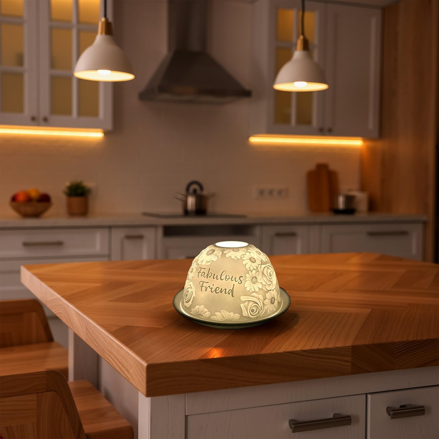 Thumbnail 4 de Cello Porcelain Tealight Holder Dome with 3D Projection Lithophane Tealight Candle Wax Warmer Effect