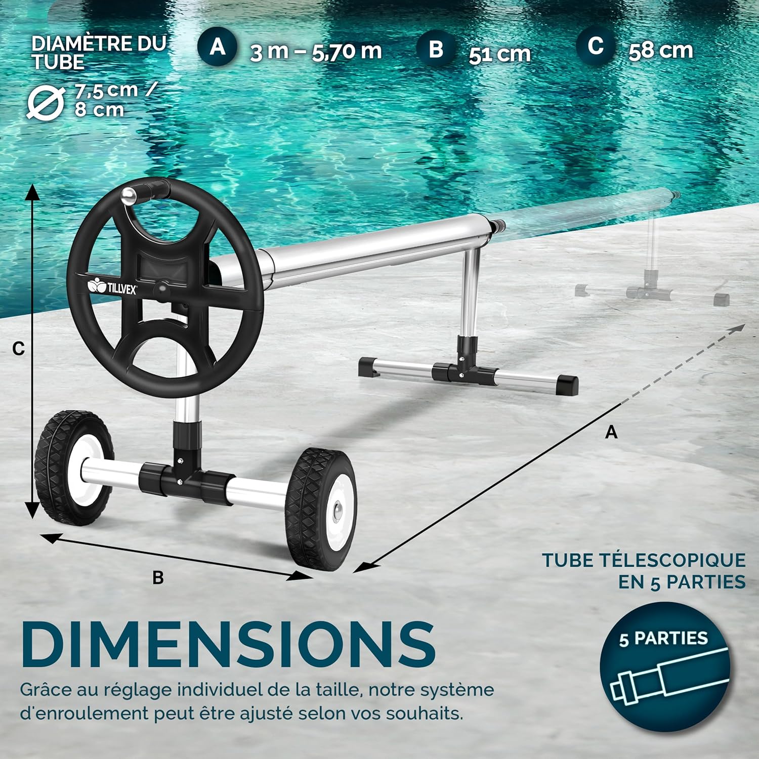 Thumbnail 4 de tillvex Enrouleur de Piscine 3-5,70 m