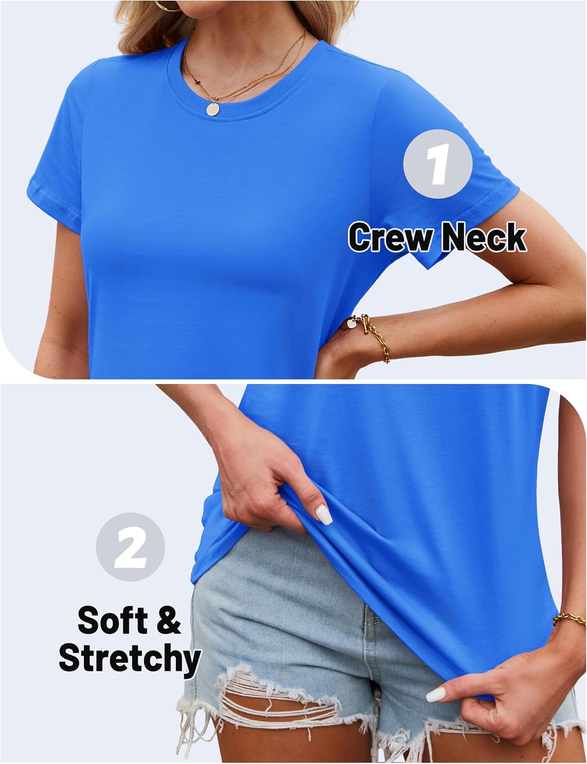 Thumbnail 4 de TACVASEN Women's Cotton Crewneck T-Shirt, Short-Sleeve Casual Tee