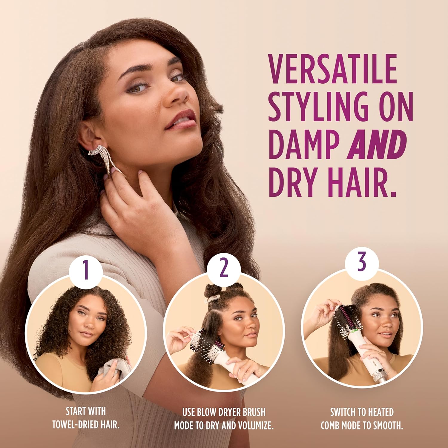 Detalle de Shark HT202 SmoothStyle Heated Comb + Blow Dryer Brush