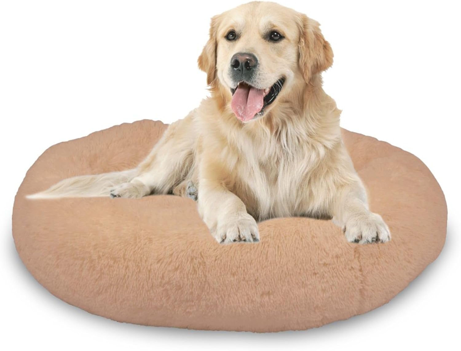 Detalle de Mediashop Peaceful Pooch L – beżowe legowisko dla psa 94 cm, pluszowe