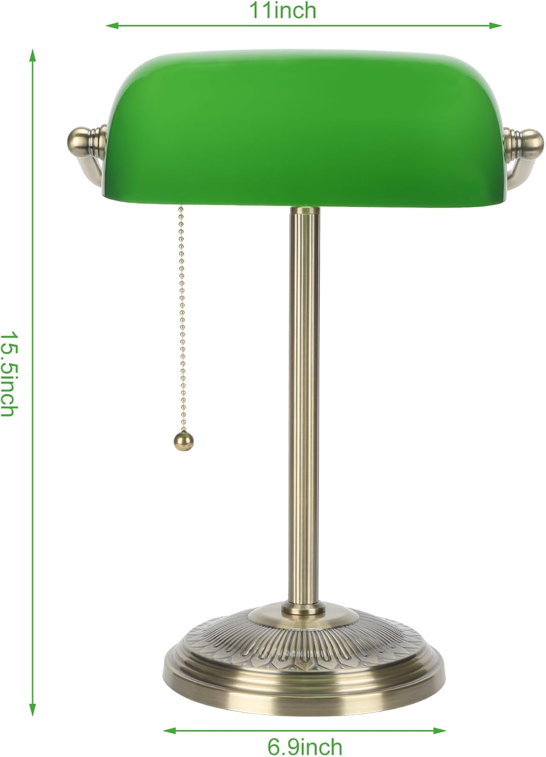 Detalle 1 de BNYFDC HD250808 Bankers Desk Lamp, Green Glass Shade and Brass Finish