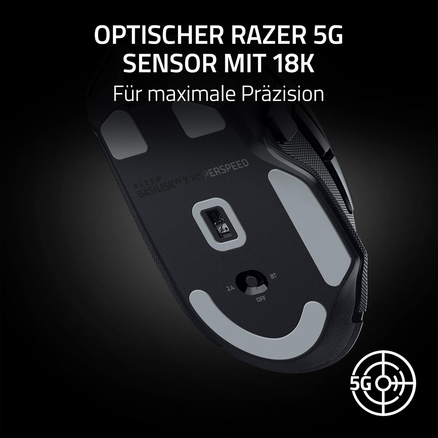 Thumbnail 4 de Razer Basilisk V3 X HyperSpeed – kabellose Gaming-Maus mit ergonomischer Form, 9 Tasten und 5G 18K Optical Sensor (Schwarz)