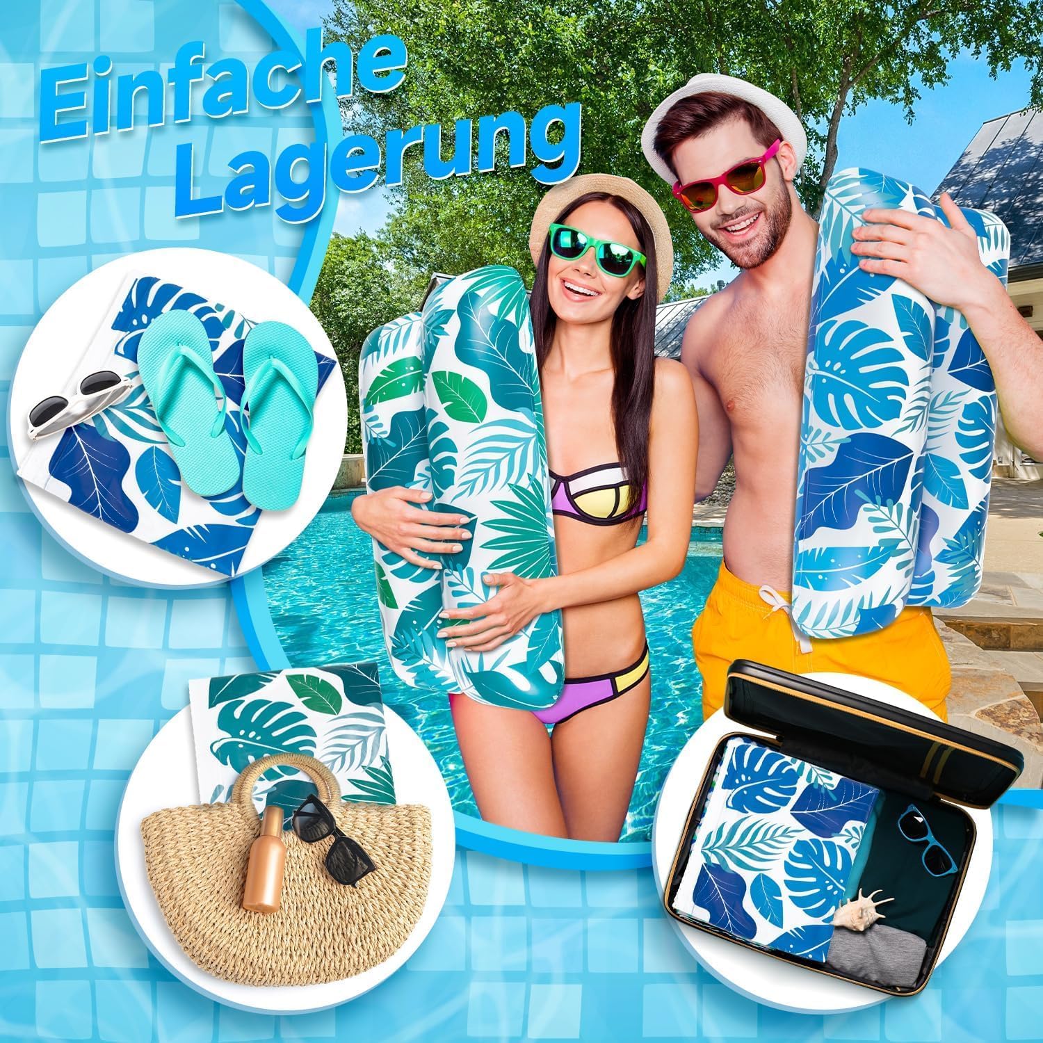 Detalle de Alintor Luftmatratze Pool – 2 Stück XL 4-in-1 Wasserhängematte