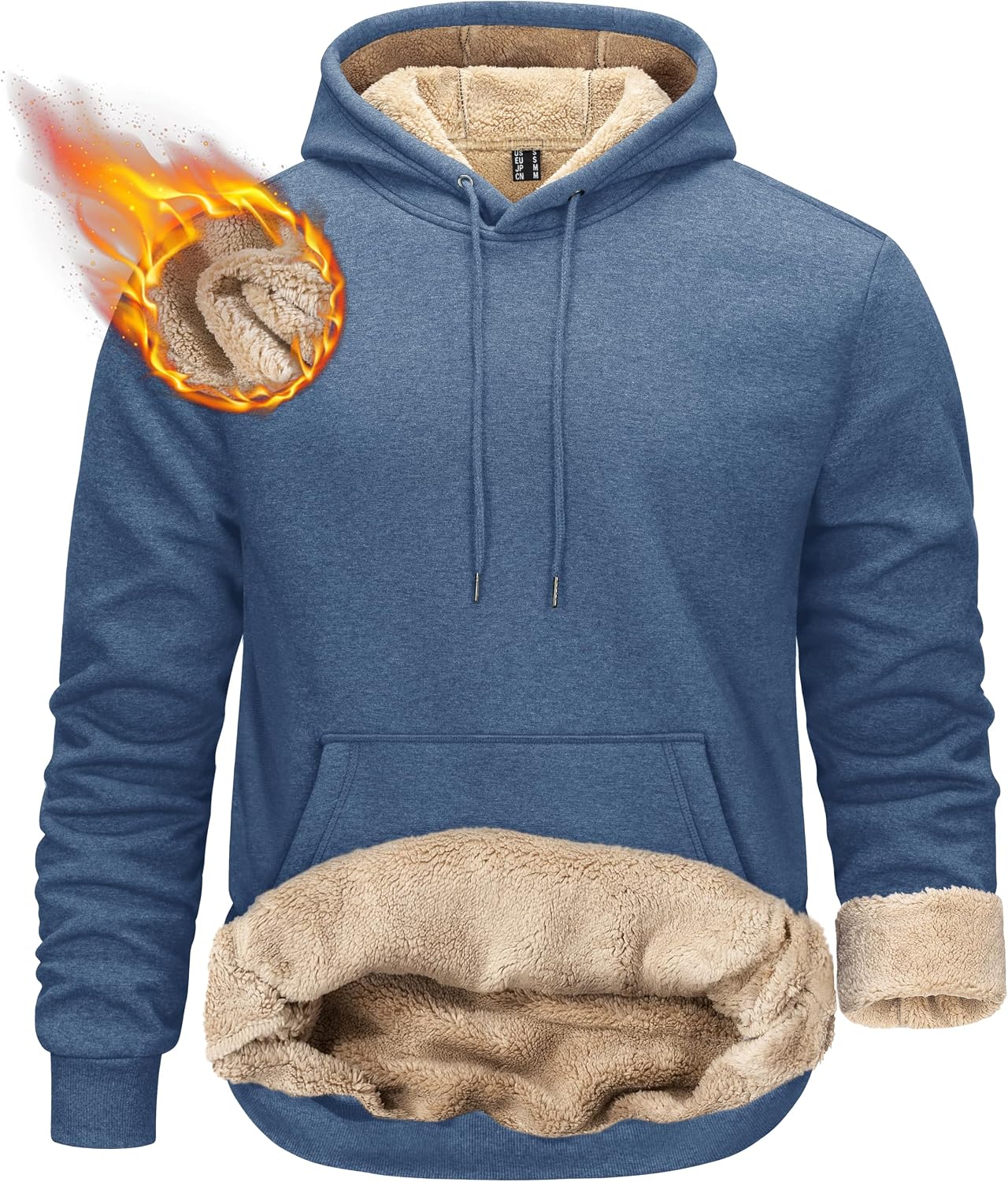 Detalle de KEFITEVD Hoodie Herren Dicke Sherpa Fleece Winter
