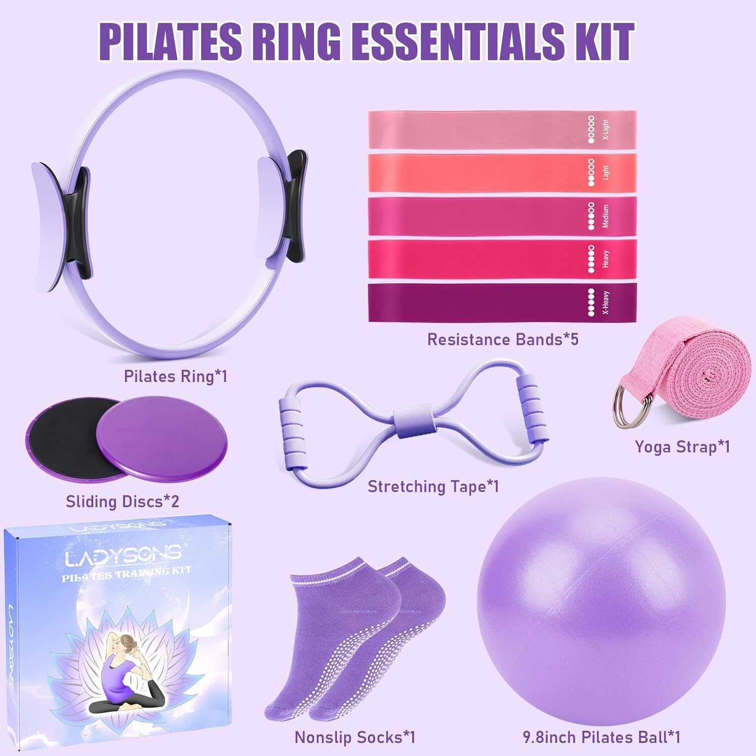 Thumbnail 6 de Set di anelli da pilates – Pilates Essential Kit con 32 cm Magic Circle, palla, fasce e dischi scorrevoli
