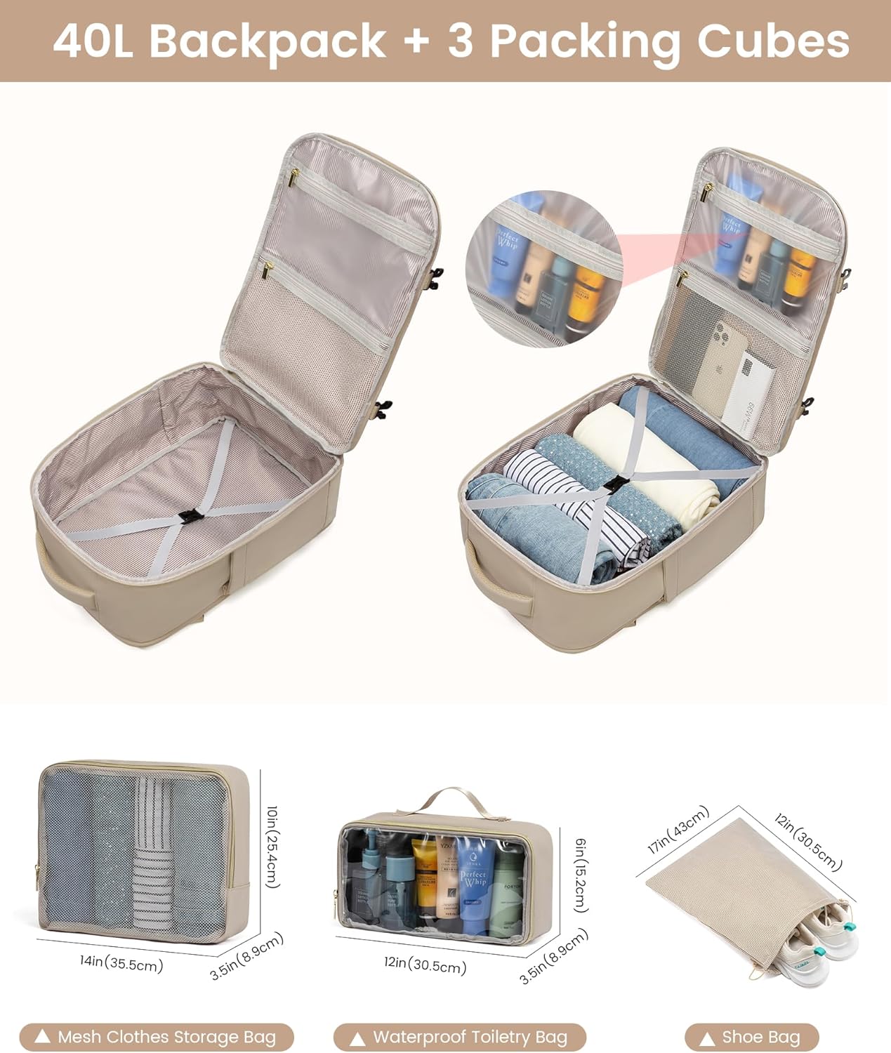 Thumbnail 3 de LOVEVOOK 40L Travel Backpack Cabin Size