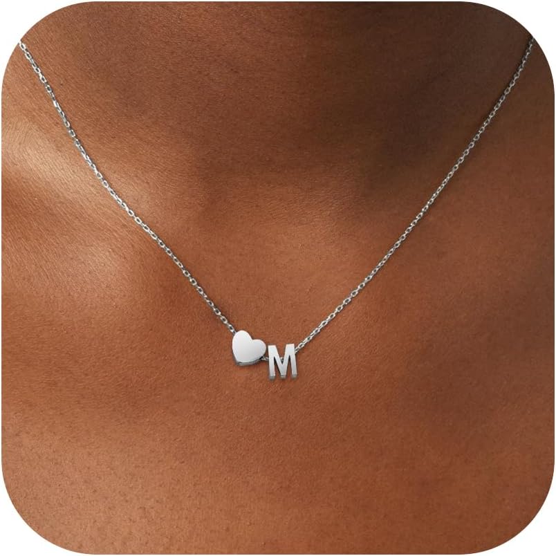 Detalle de RMMD Herz Goldkette mit Buchstaben – 18K Gold/Weißgold vergoldet, Damen Halskette personalisierbar