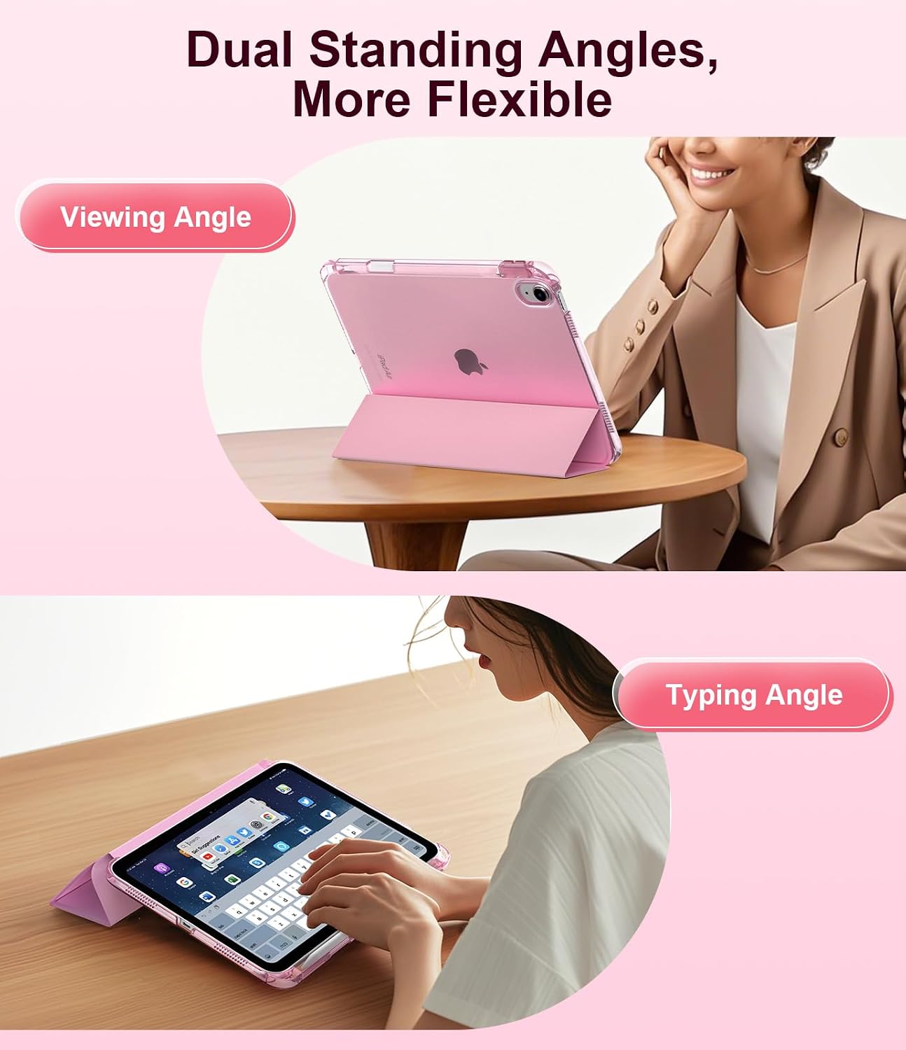 Detalle de TiMOVO Case for iPad Air 11 Inch (M4/M3/M2), Air 5th/4th Gen – Flowers Pink