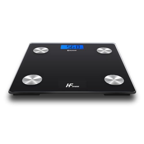 Detalle de HomeFashion HFitness báscula digital de baño con app y análisis corporal (19 indicadores), negra