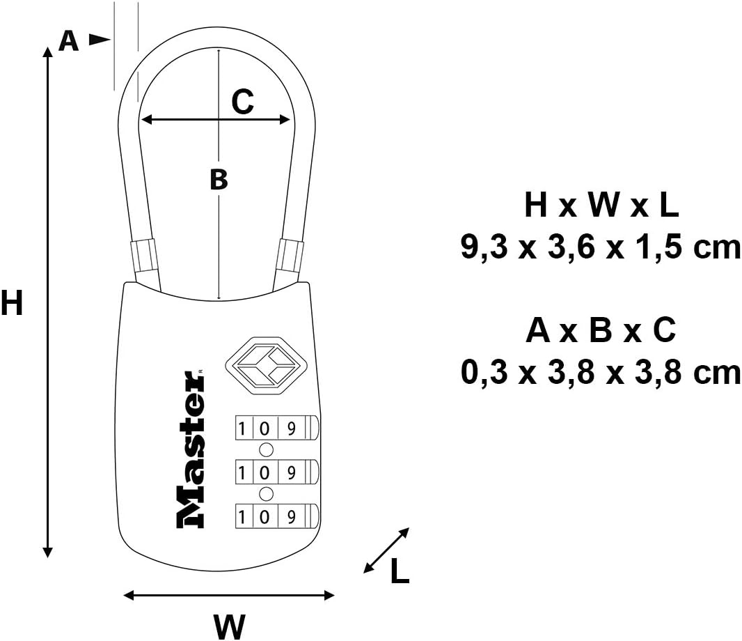Thumbnail 3 de Master Lock 4697EURDNKL: lucchetto per bagagli TSA-approved in alluminio, 9,3 x 3,6 x 1,5 cm