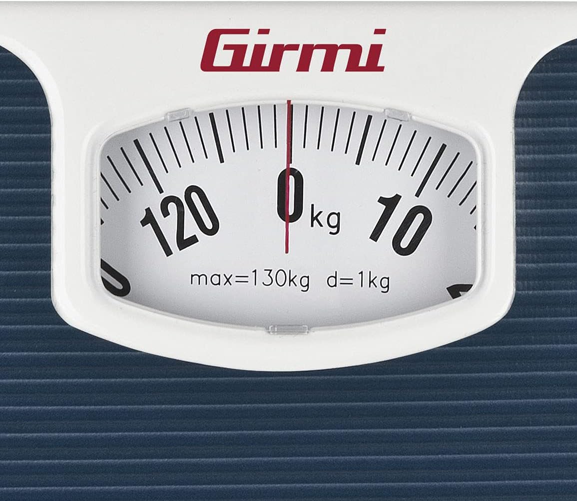 Detalle de Girmi BP02 bilancia pesapersone meccanica analogica blu, portata fino a 130 kg