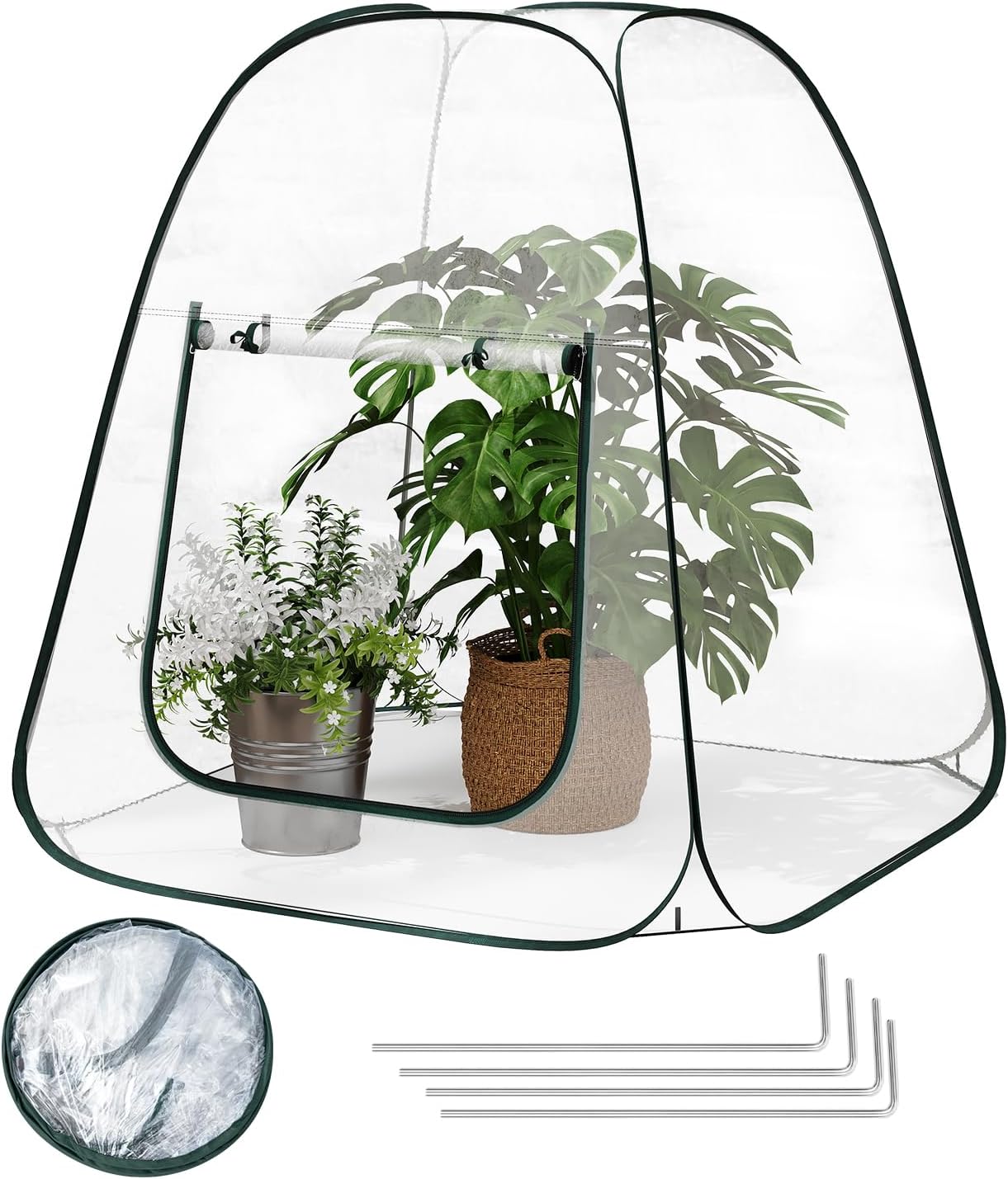 Detalle de WOLTU pop-up-miniväxthus i transparent PVC, 70 x 70 x 80 cm