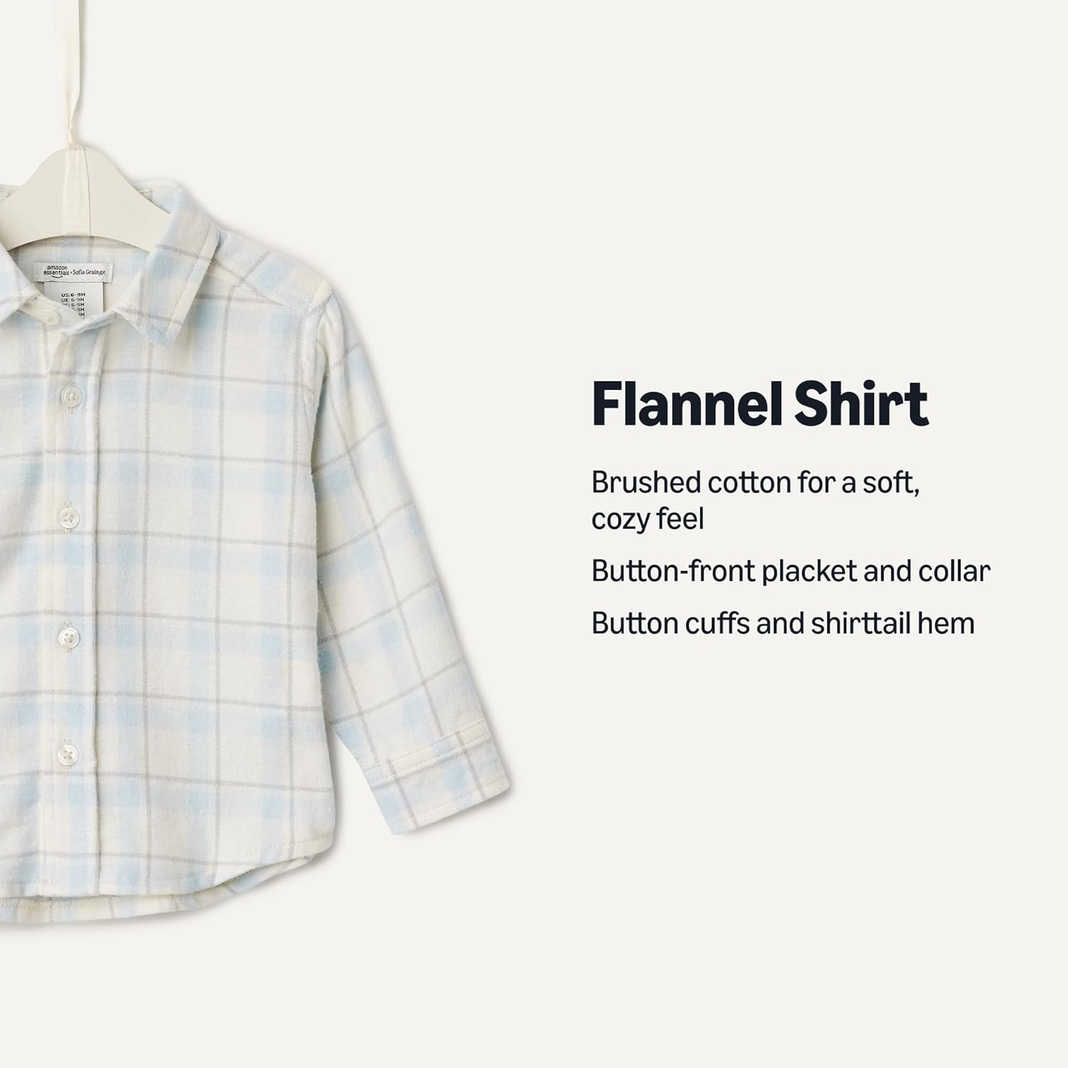 Detalle de Amazon Essentials x Sofia Grainge Toddlers and Baby Boys' Button Down Plaid Flannel Shirt