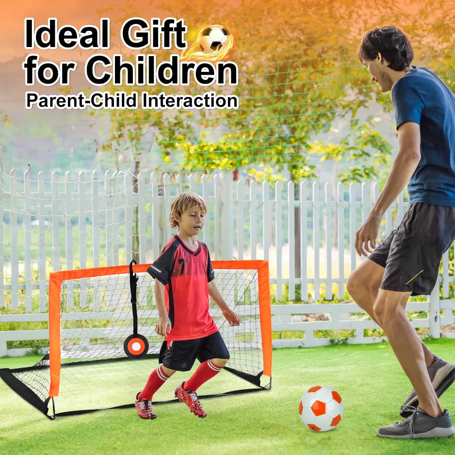 Detalle de Yimore Porta Calcio Bambini 3 in 1 pieghevole con borsa e accessori, 120×90×90 cm