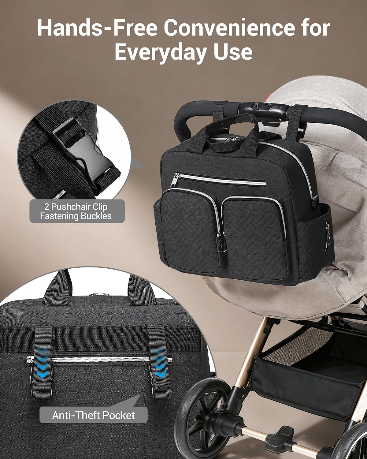 Thumbnail 2 de Kono Baby Changing Bag: Multifunction Nappy Bag with Insulated Pockets