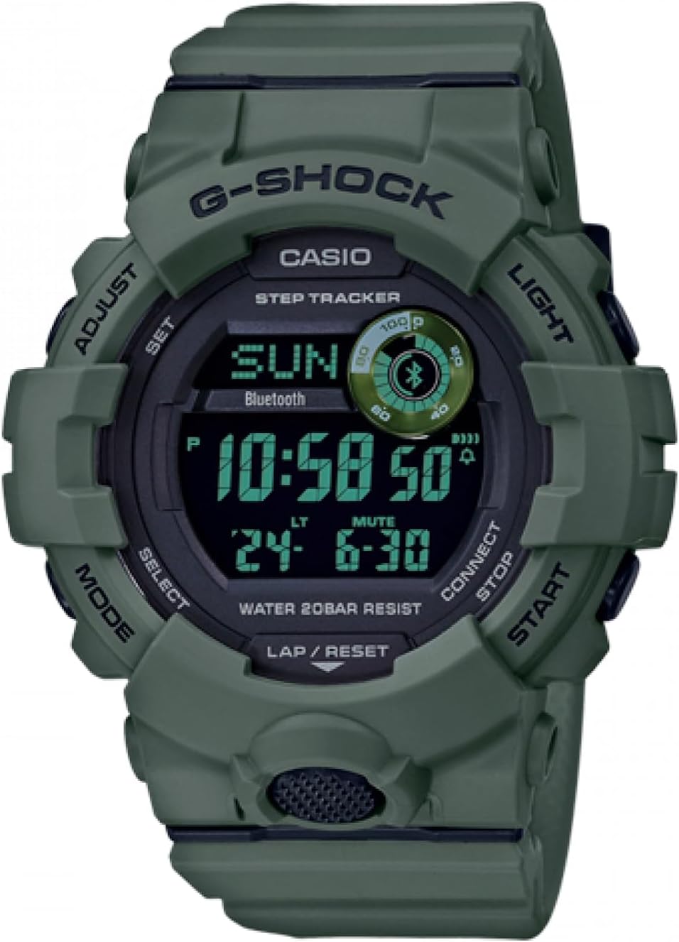 Detalle de Casio Reloj Cuarzo para Hombre GBD-800UC-3ER con dial Digital LCD y correa de Rubber, caqui