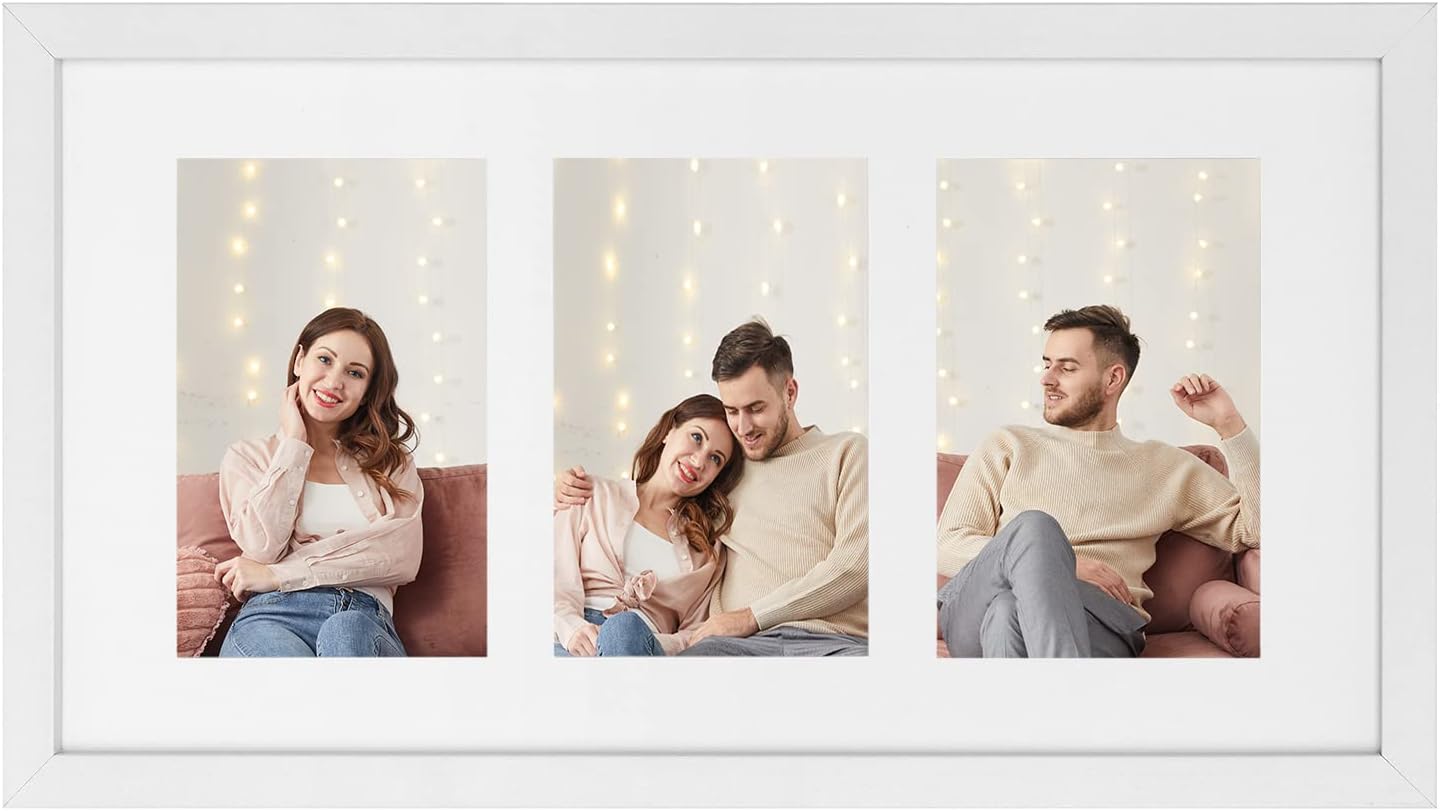 Detalle de SONGMICS KAVI RPF006W01 – biała ramka na 3 zdjęcia 10 × 15 cm