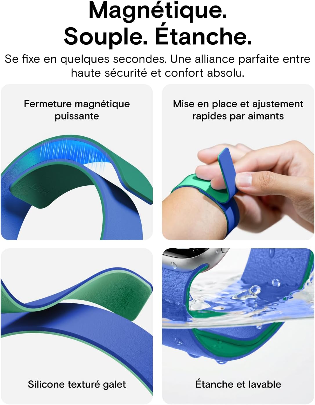 Thumbnail 2 de MOFT Bracelet de Rechange Compatibles pour Apple Watch (38–49 mm) | Silicone Magnétique Réversible