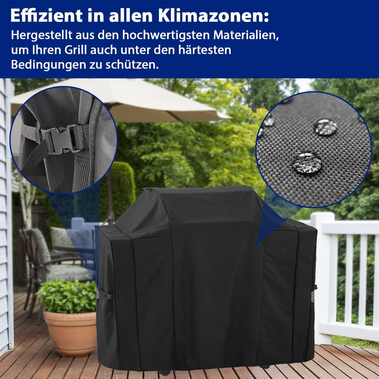 Detalle de Abdeckhaube Wetterschutzhülle für Rösle VIDERO G4/G4-S Gasgrill – 600D Oxford, wasserdicht