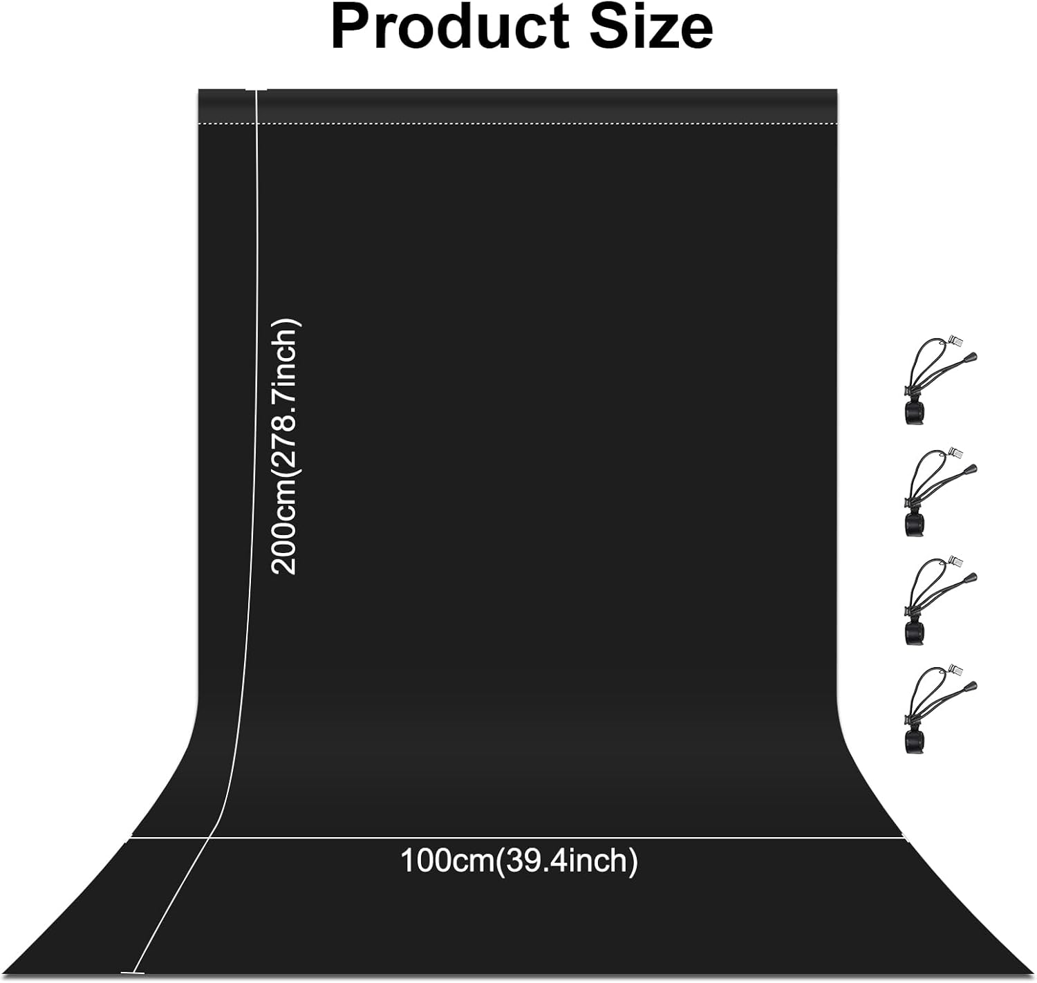 Thumbnail 1 de PULUZ 1x2m Black Non-Reflective Photography Backdrop Cloth with Reinforced Crossbar Holes (Studio, Product & Video)