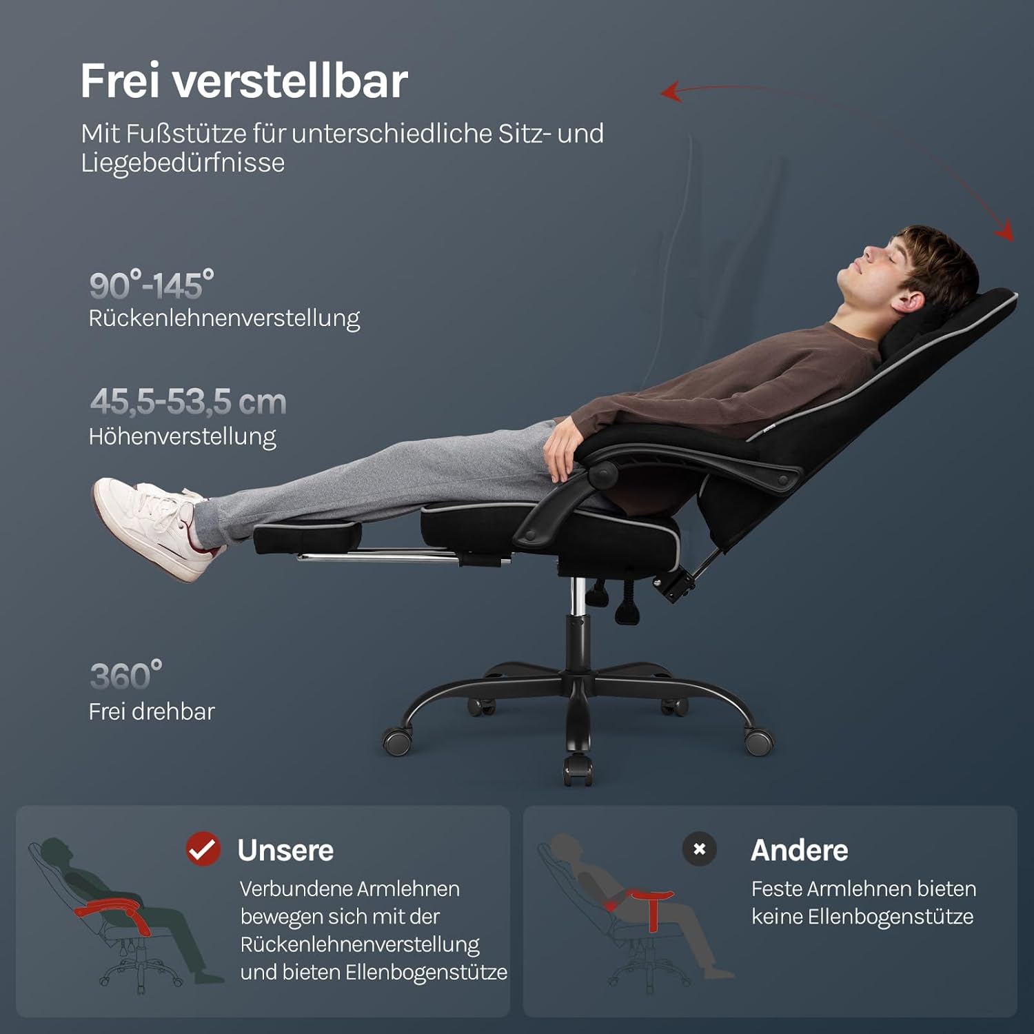 Thumbnail 5 de WOLTU Gaming Stuhl Stoff 150 kg Ergonomisch